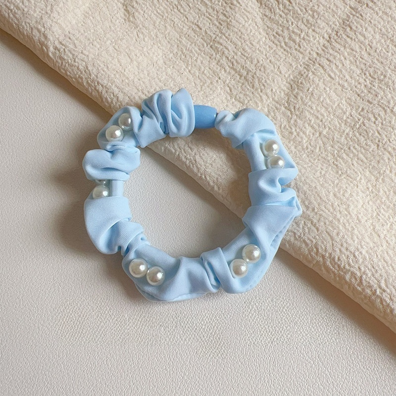 Women's Elegant Spring Cloth Hair Tie Scrunchie Purple Pearl