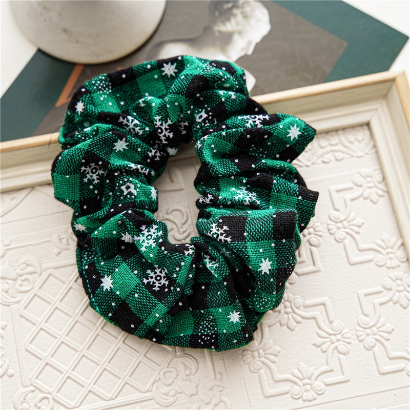 Women's Christmas Cloth Hair Scrunchie Solid Snowflake Lattice