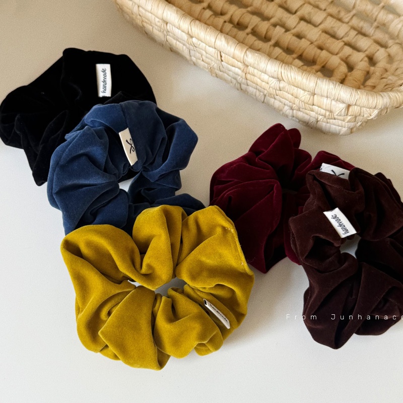 Women's Winter Velvet Elastic Bun Scrunchie Hair Tie Solid Color