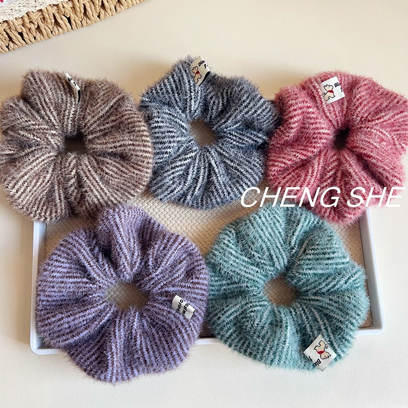 Women's Soft Knitted Yarn Hair Ties Cozy Winter Gentle Big Bow Hair Bands