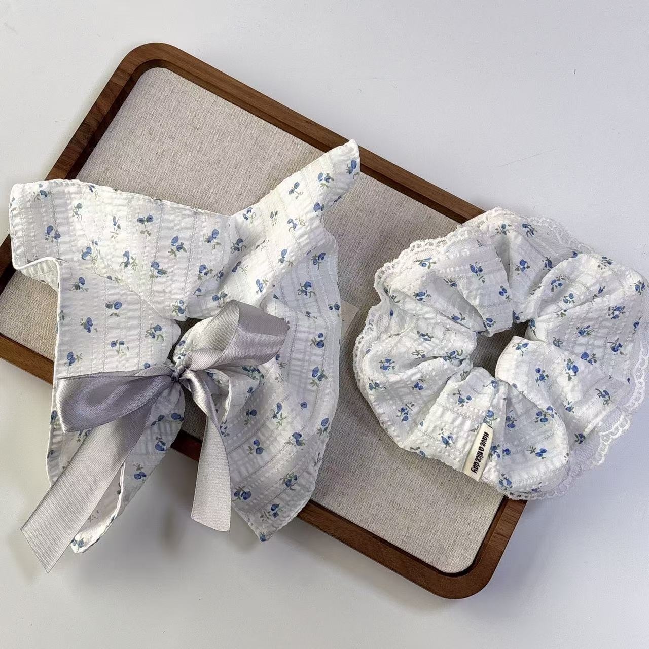 Women's Elegant Lace Hair Ties French Ballet Sweet Floral Print Ponytail Ring