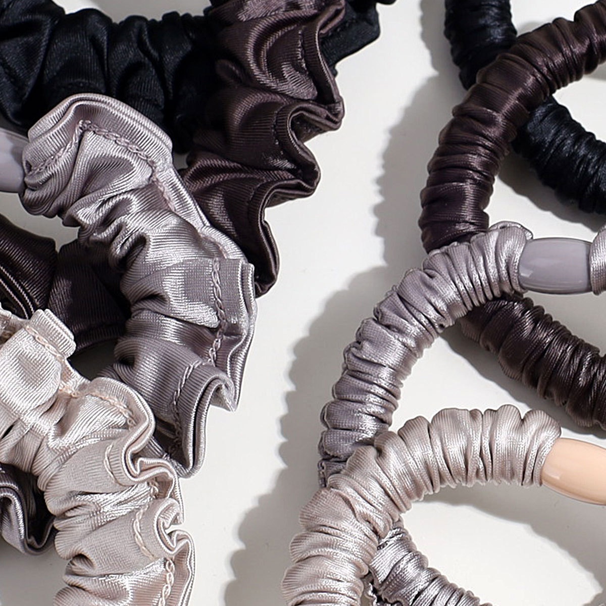 Women's Simple Brown Satin Hair Tie, Durable Solid Color Hair Accessory