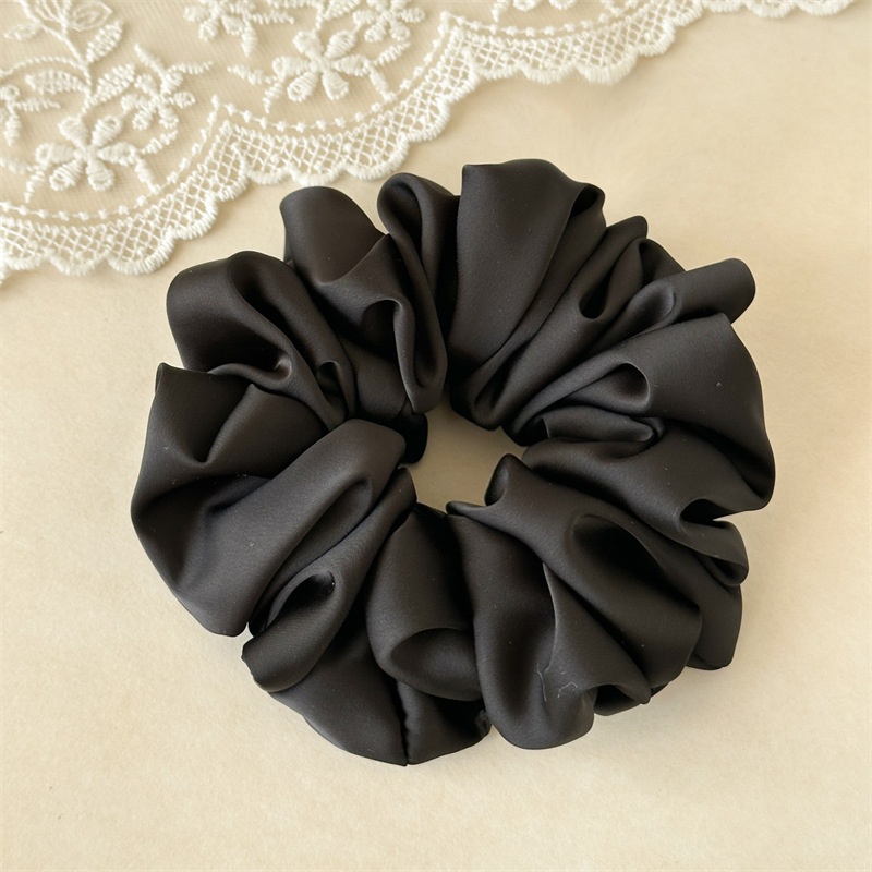 Women's French Style Satin Hair Tie For Spring Daily Wear Solid Beige