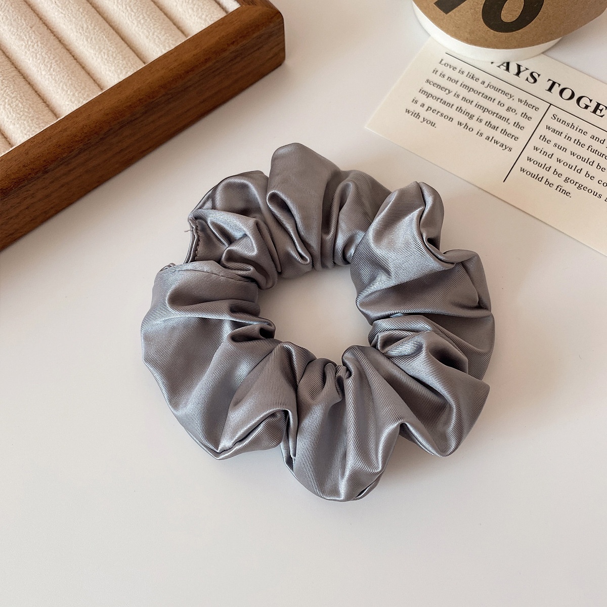 Women's Smooth Satin Scrunchie Hair Tie For Daily Wear Solid Black