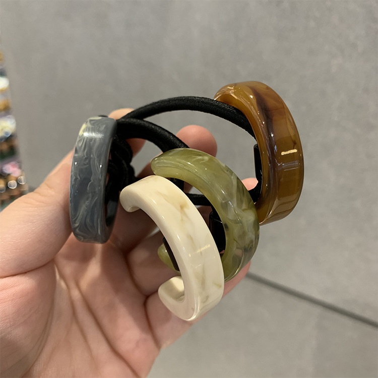 Women's Chic Resin Everyday Ponytail Holder Hair Tie Green Semicircle