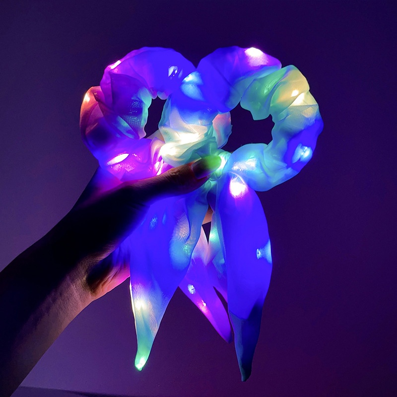 Women's Luminous LED Bow Cloth Scrunchie Flash Party Hair Tie