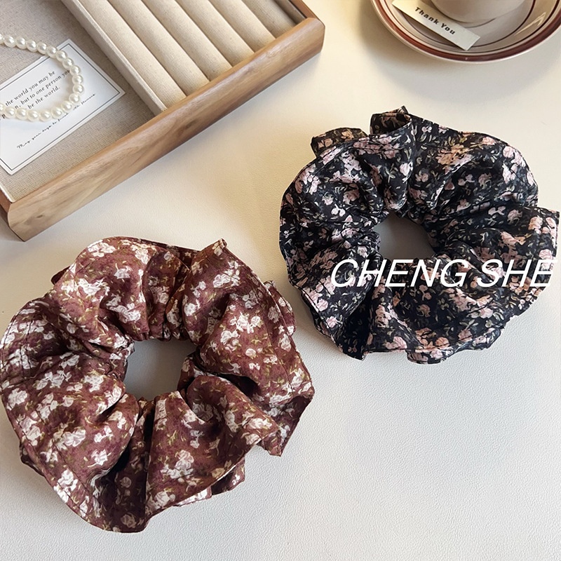 Women's Daily Large Fabric Elastic Hair Scrunchies Floral Plaid