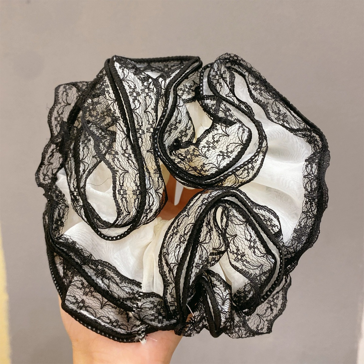 Women's Elegant Lace Edge Large Scrunchie Fairy Summer Hair Tie