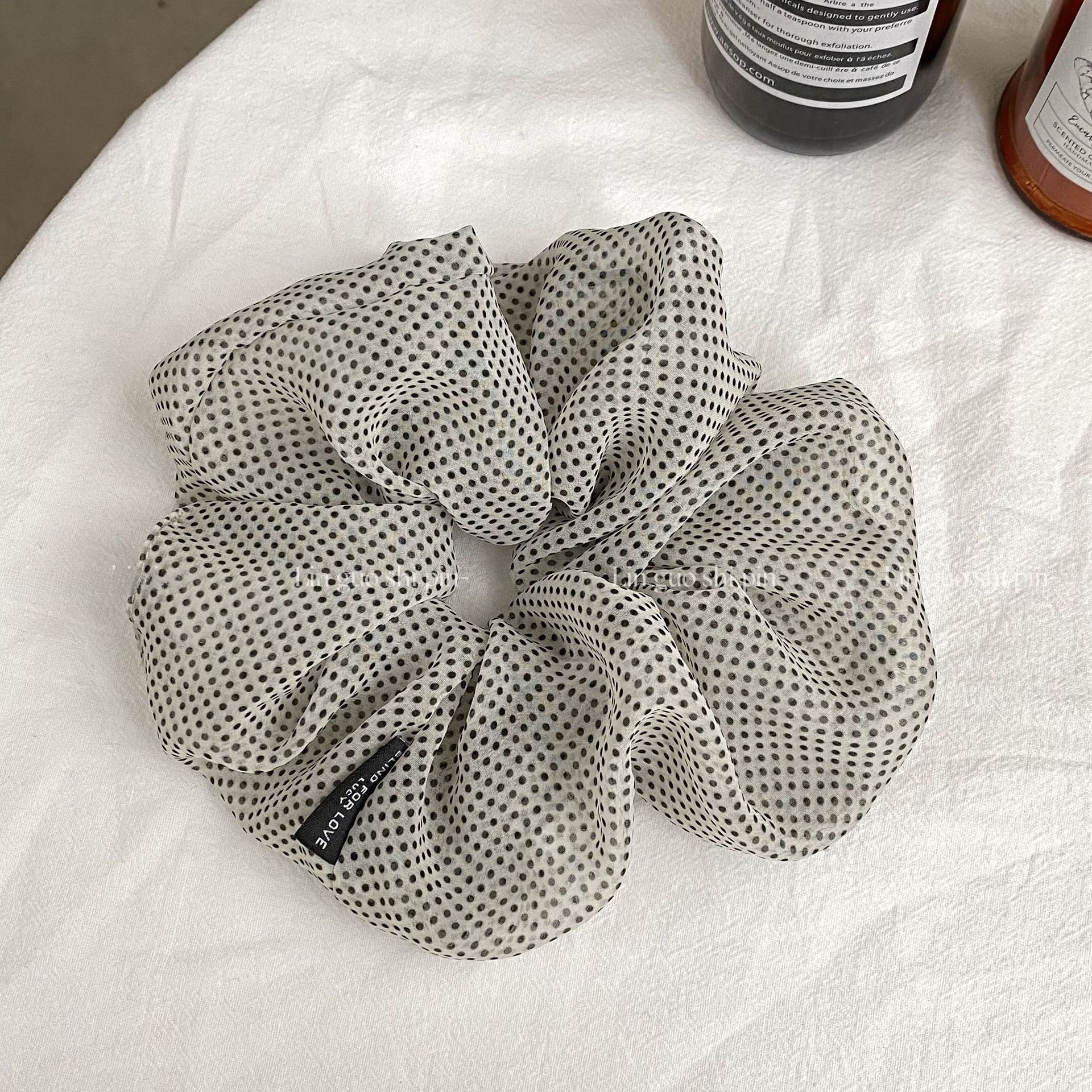 Women's Polka Dot Gauze Hair Tie, Elegant Spring Summer Styling Accessory