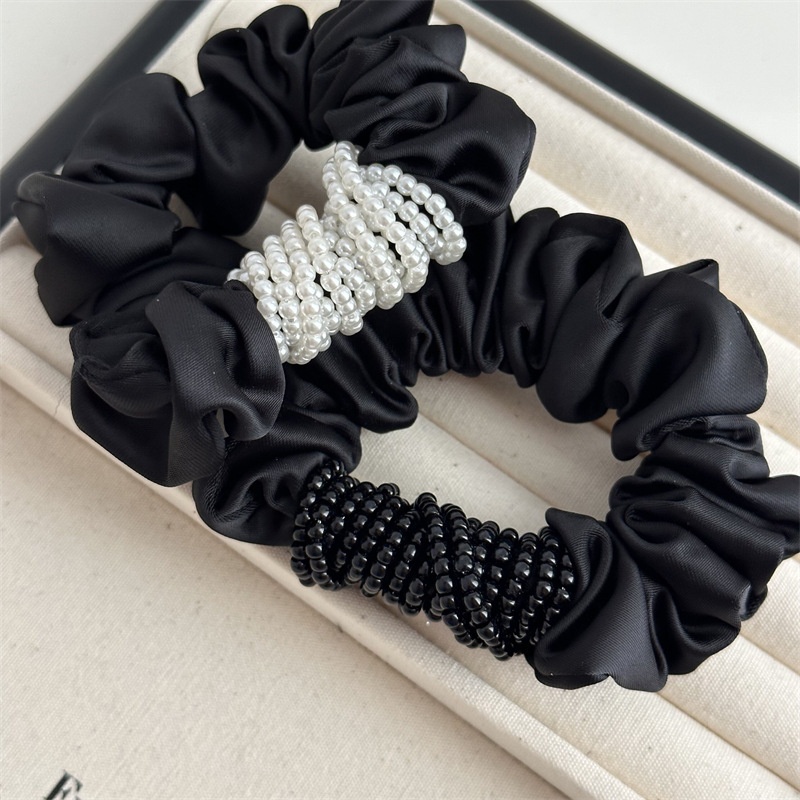 Women's Cloth Elastic Bun Hair Bands 3D Retro Beaded Floral