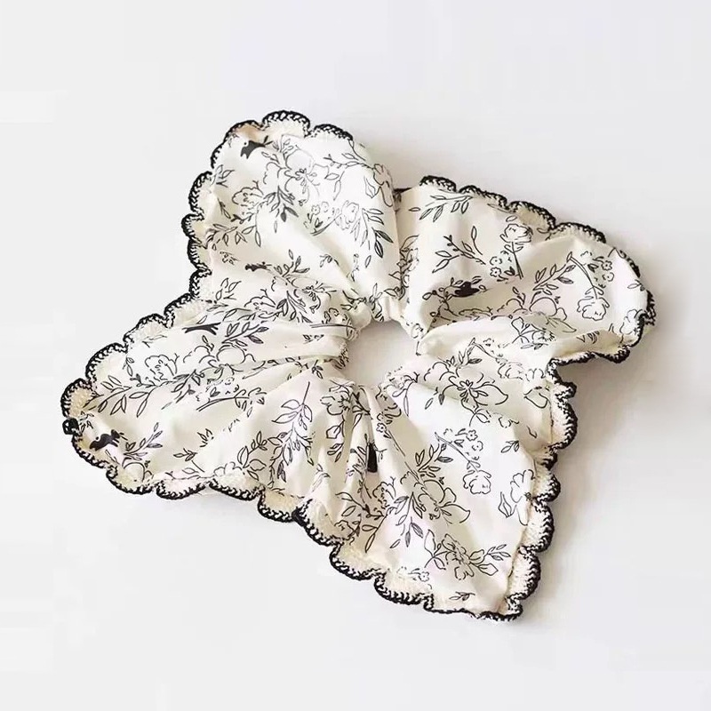 Women's Elegant Large Cloth Scrunchie Banquet Hair Tie Ditsy Floral