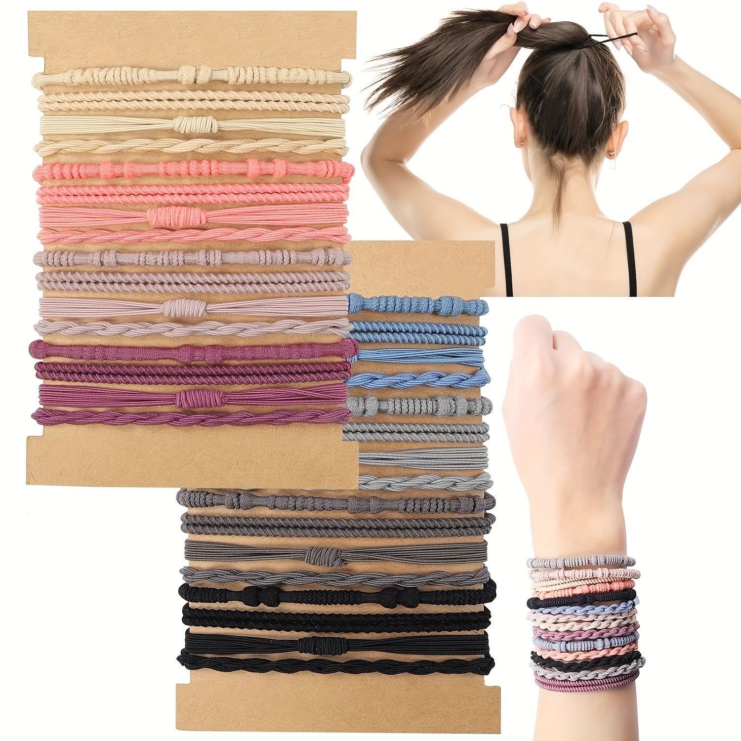 Women Girls Elastic Nylon Bamboo Knot Hair Ties Bohemian Floral Print