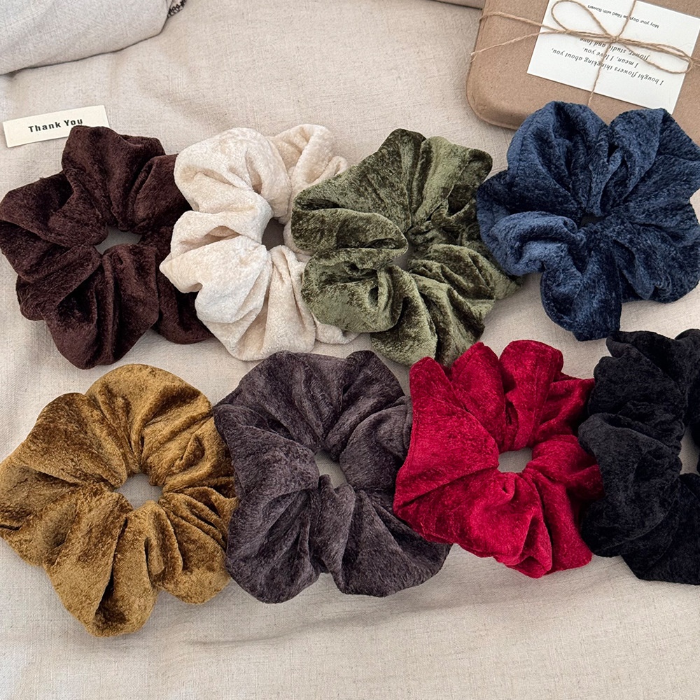 Women's Winter Velvet Hair Tie High Elastic Bun Scrunchie Solid Color