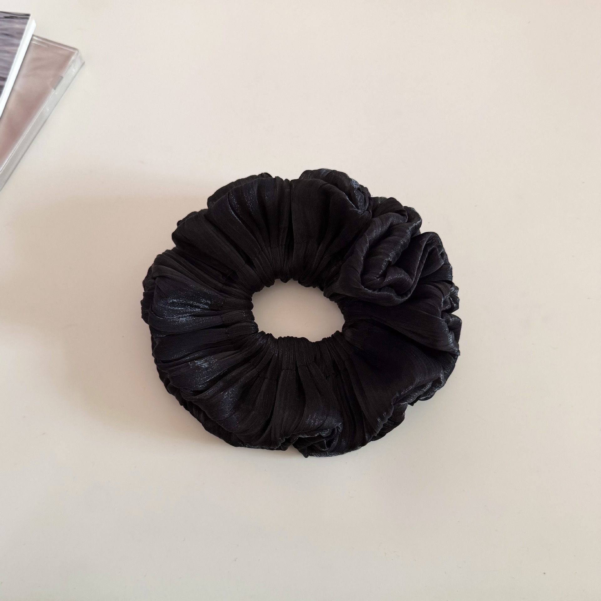 Women's Spring French Style Organza Hair Tie Scrunchie Solid Red