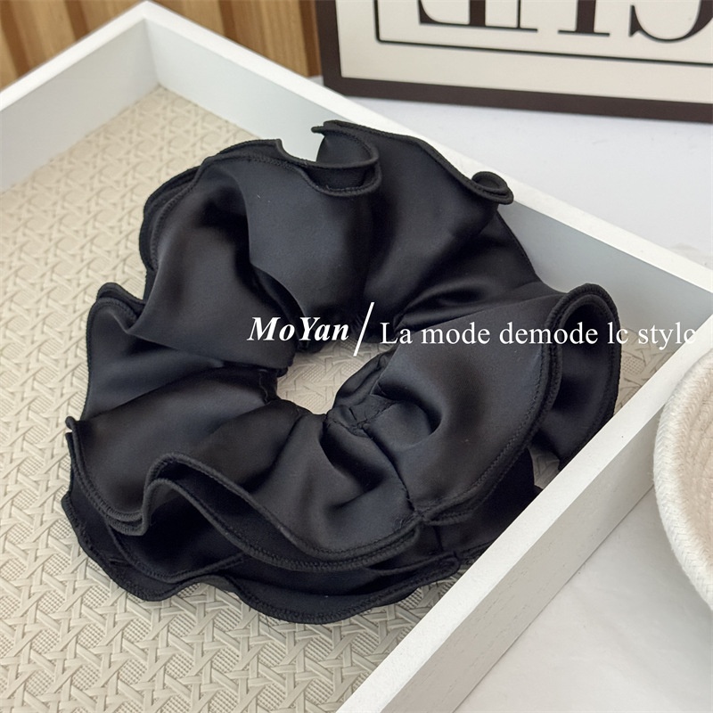 Women's Elegant Satin Bow Elastic Hair Bun Scrunchie Solid Color