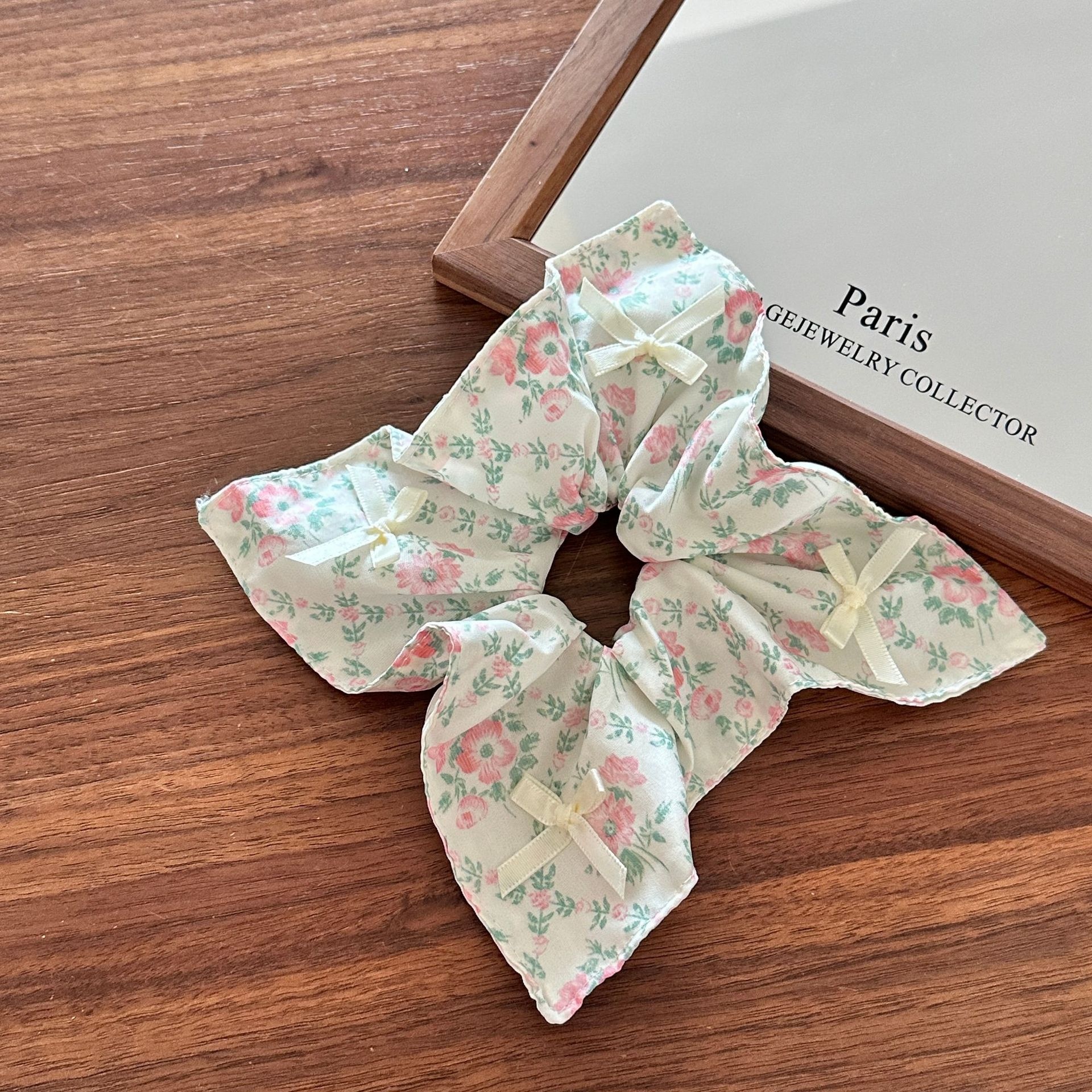 Girls Cloth Scarf Scrunchies Pastoral Fruit Hair Band Rose Red