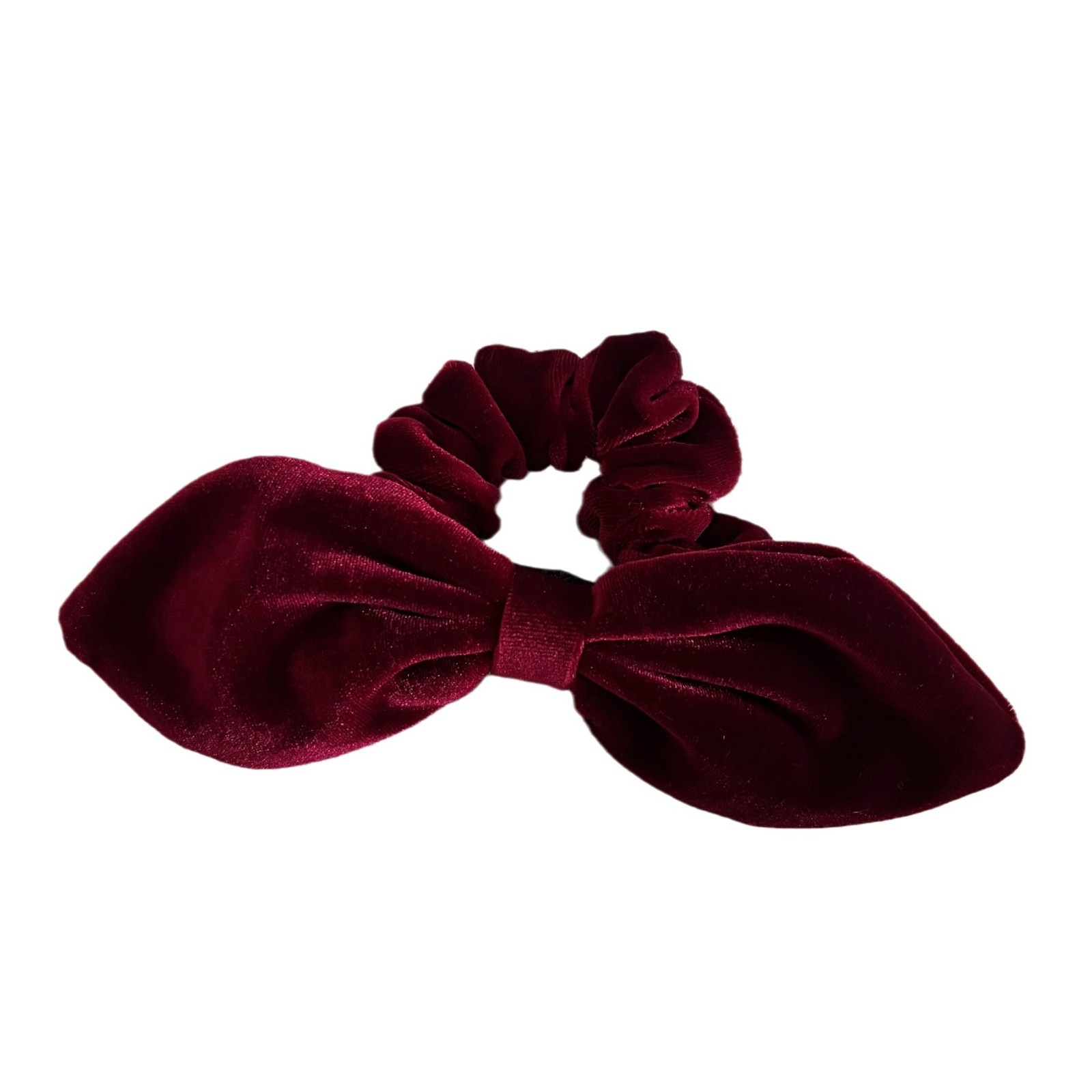 Women's Elegant Velvet Bowknot Ponytail Hair Tie Solid Red Black