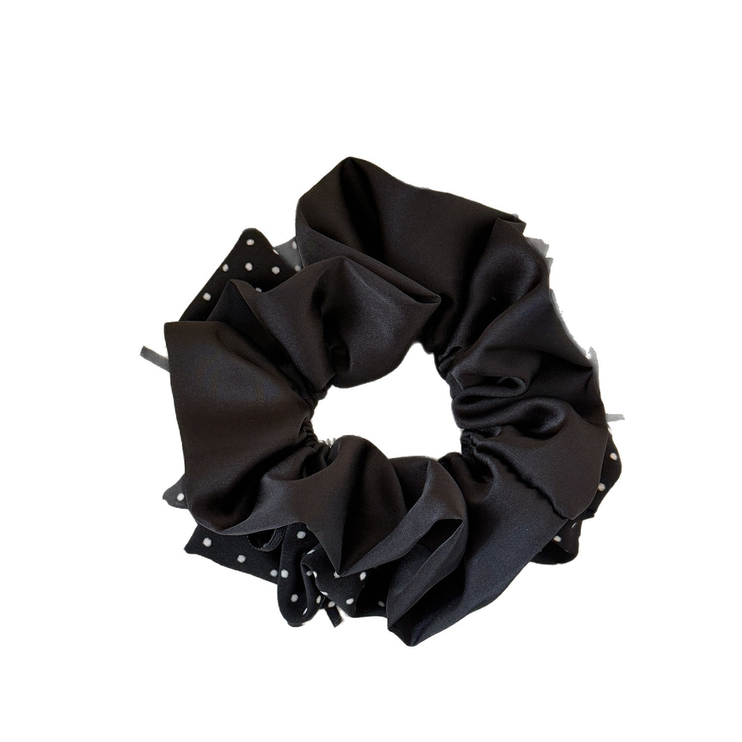 Women's Spring Korean Cloth Bowknot Hair Tie Black Polka Dots