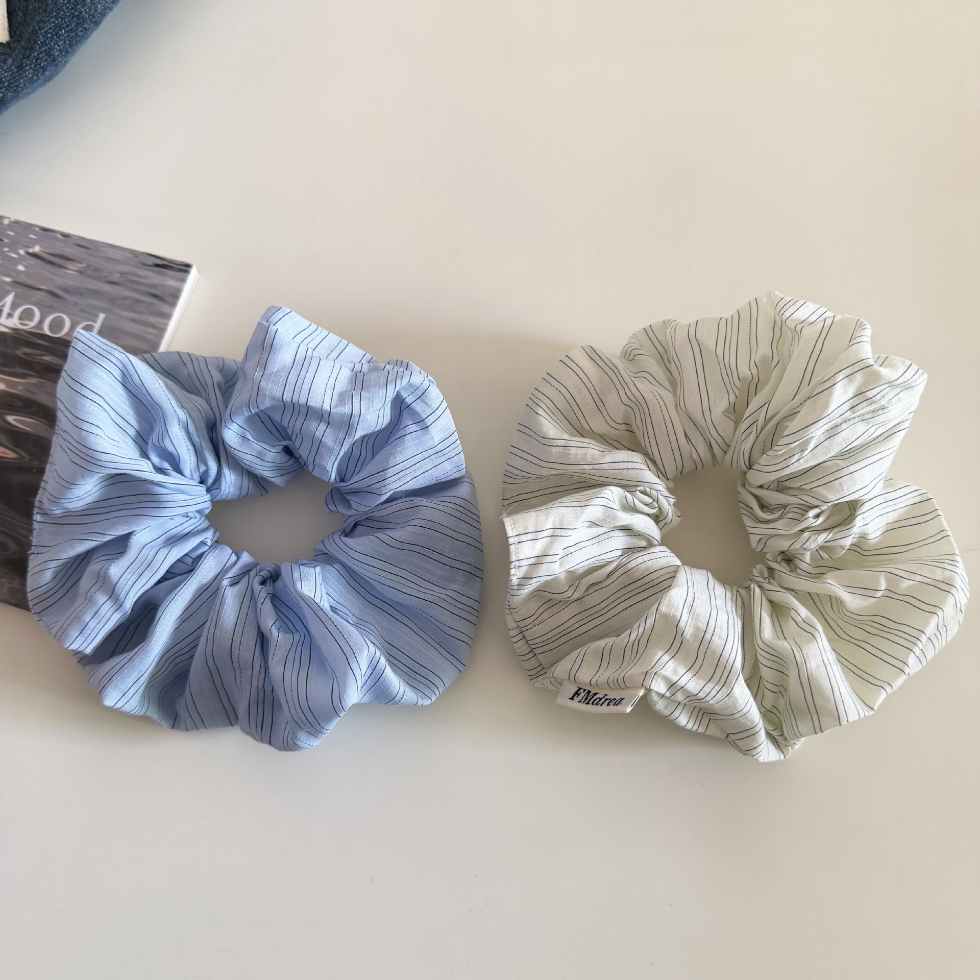 Women's Korean Style Cloth Hair Tie Spring Accessory Blue Striped