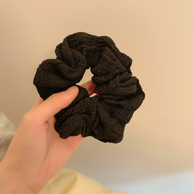 Women's Large Mori Style Scrunchie Beige Polka Dot Cloth Hair Tie