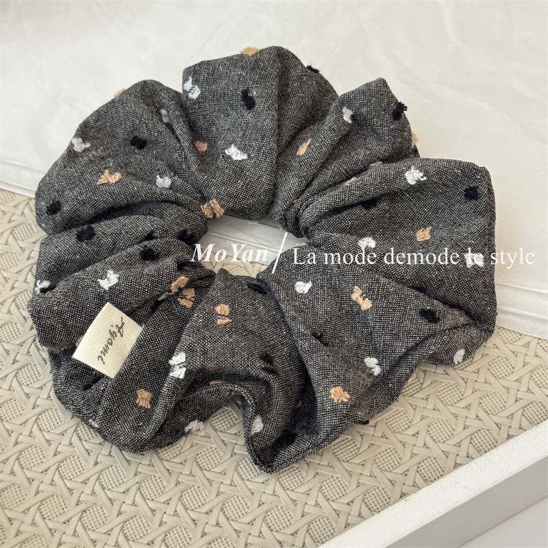 Women's Retro Fabric Ponytail Hair Ties Floral Embroidery Spot