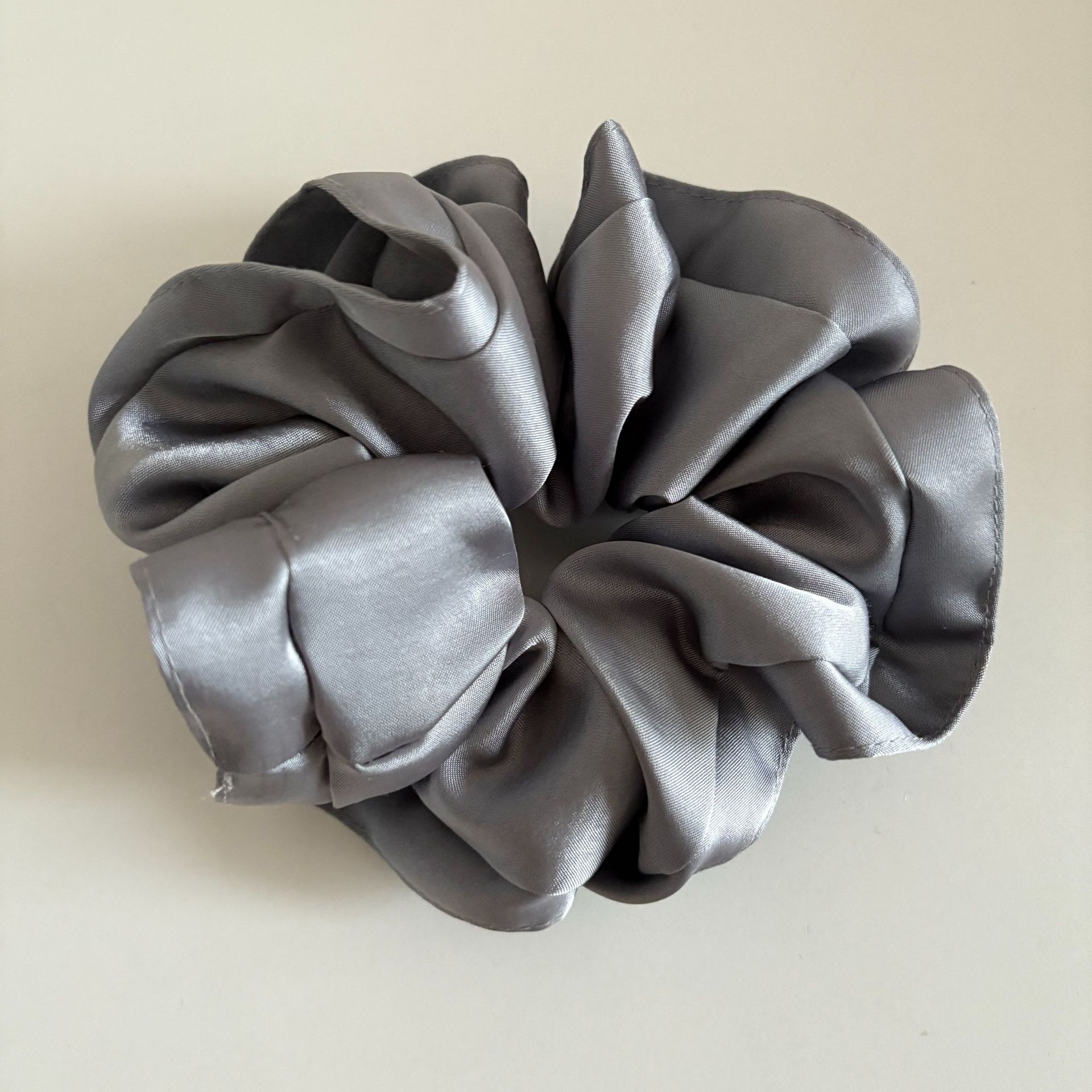 Women's Elegant Satin Scrunchie Hair Tie Solid Champagne Color