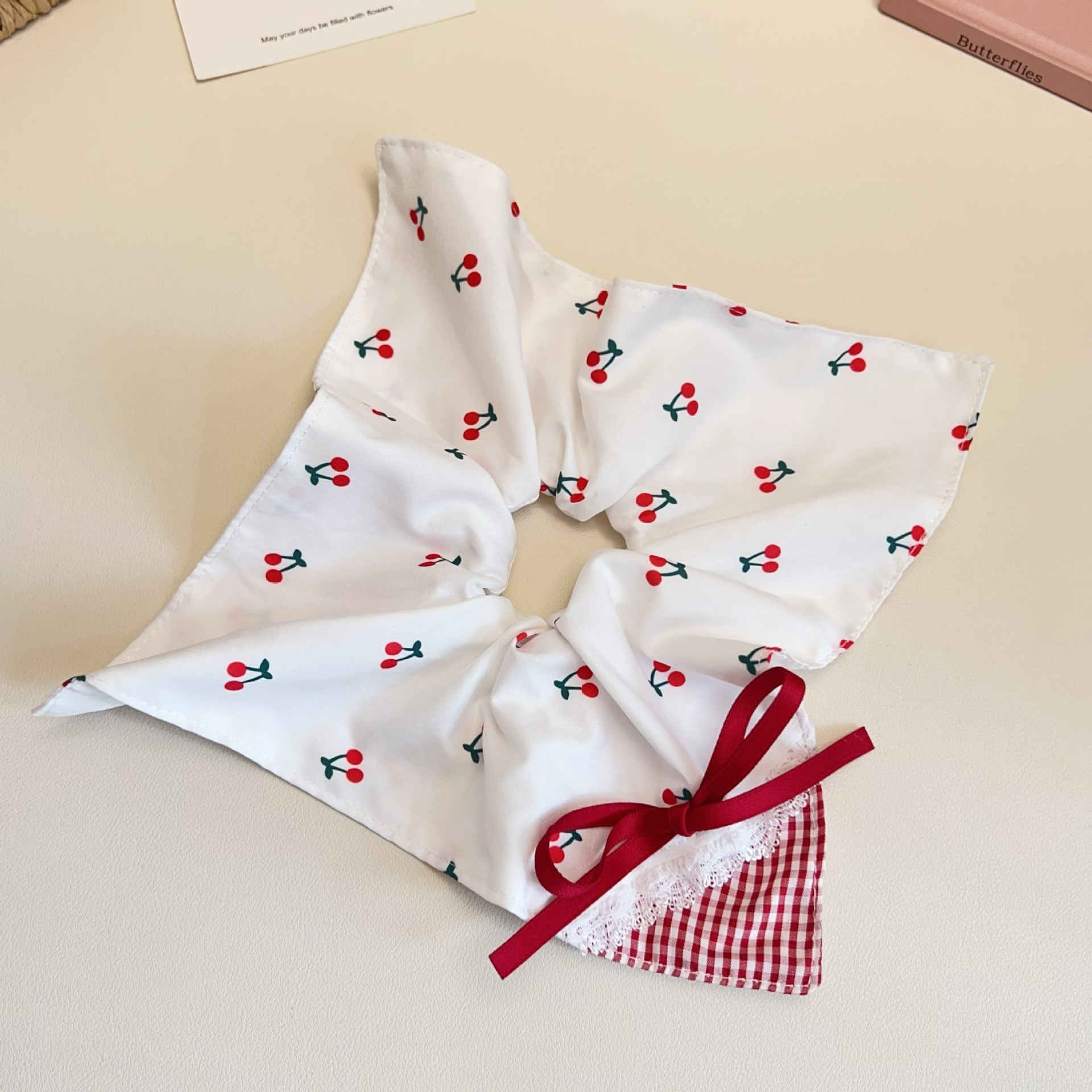 Women's Summer Sweet Bowknot Cloth Hair Tie Accessory Cherry Print