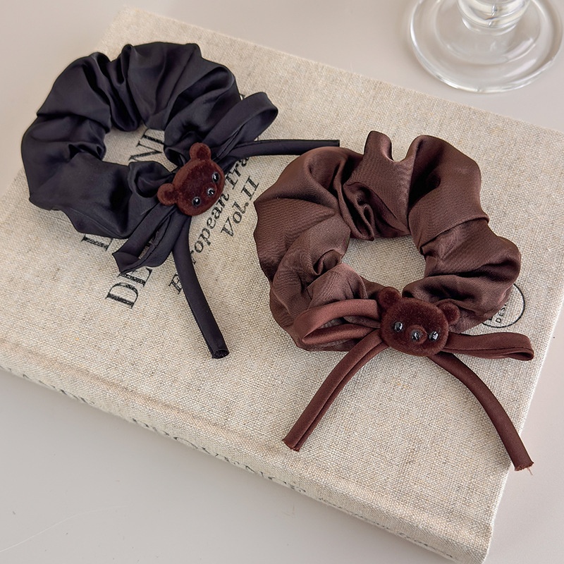 Women's Cute Bear Bow Cloth Scrunchie Autumn Hair Tie Accessory