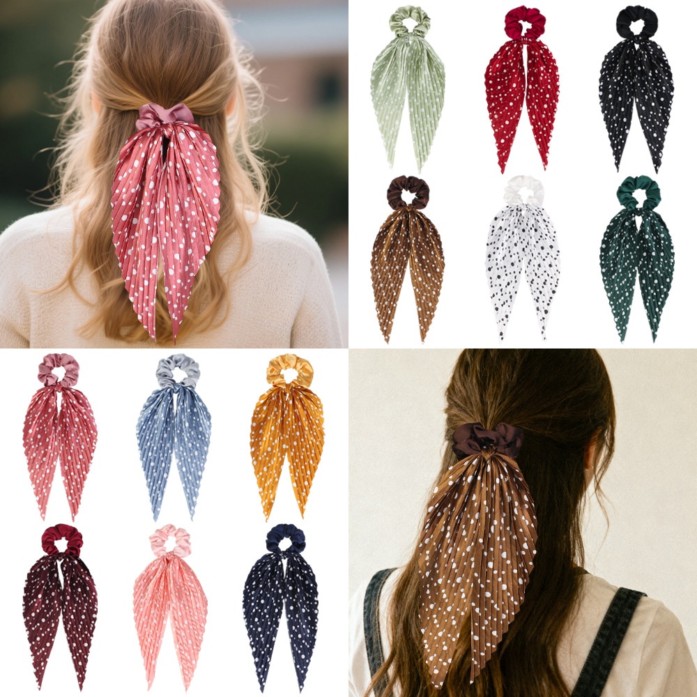 Women's Handmade Cloth Elastic Scrunchie Hair Bun Polka Dots
