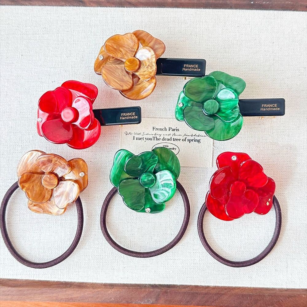 Girls No Damage Acetate Elastic Hair Tie Rose Flower