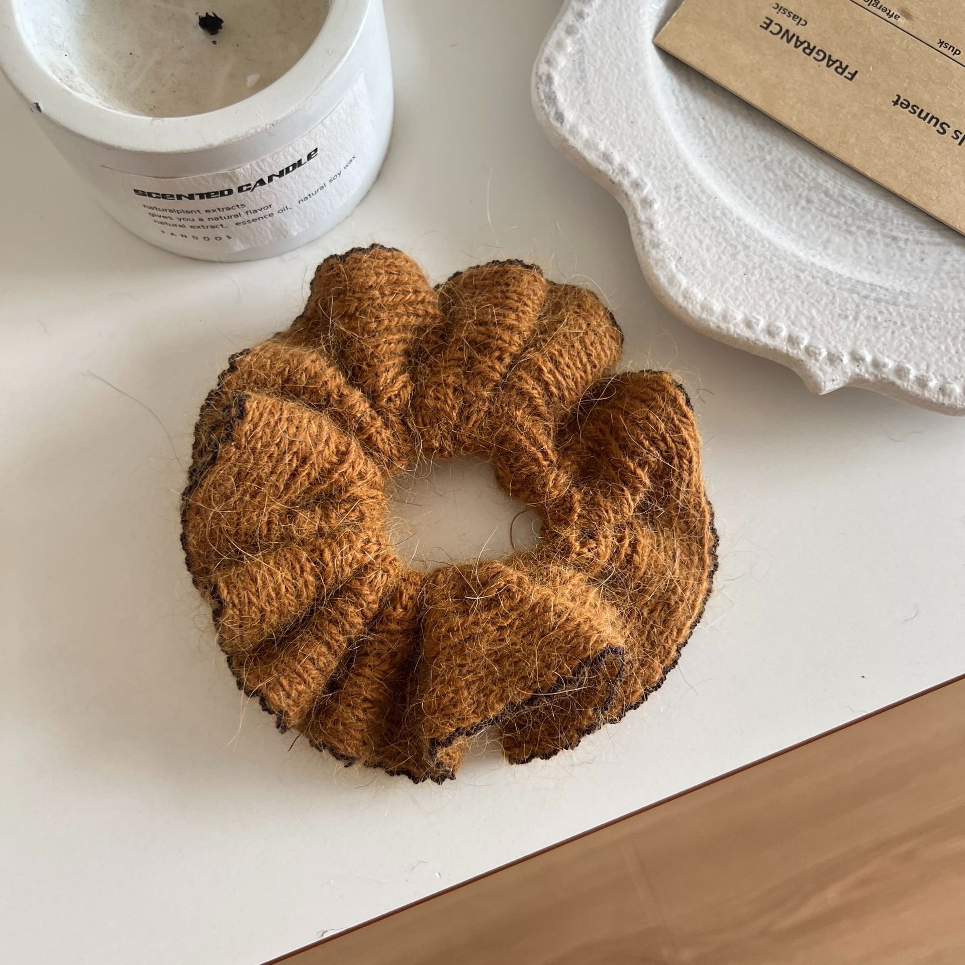 Women's Heavy Knit Double Layer Elastic Bun Headband Solid Blue