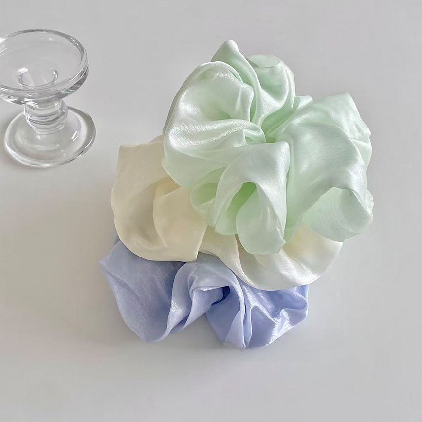 Women's Simple Spring Tulle Hair Tie Daily Scrunchie Solid Green