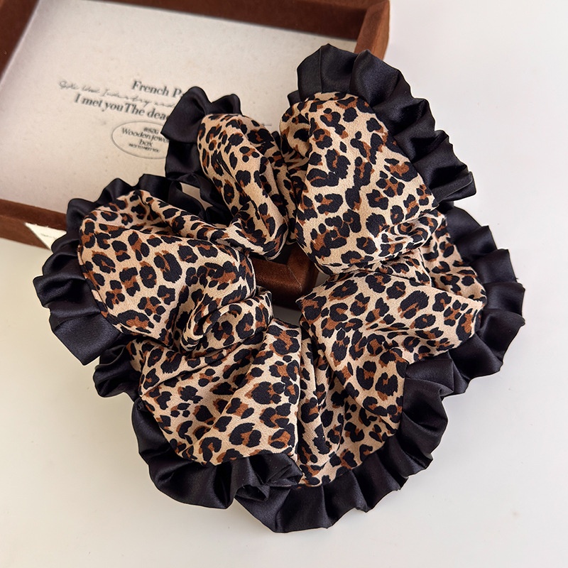 Women's Elegant Retro Satin Ruffle Party Hair Tie Leopard Print