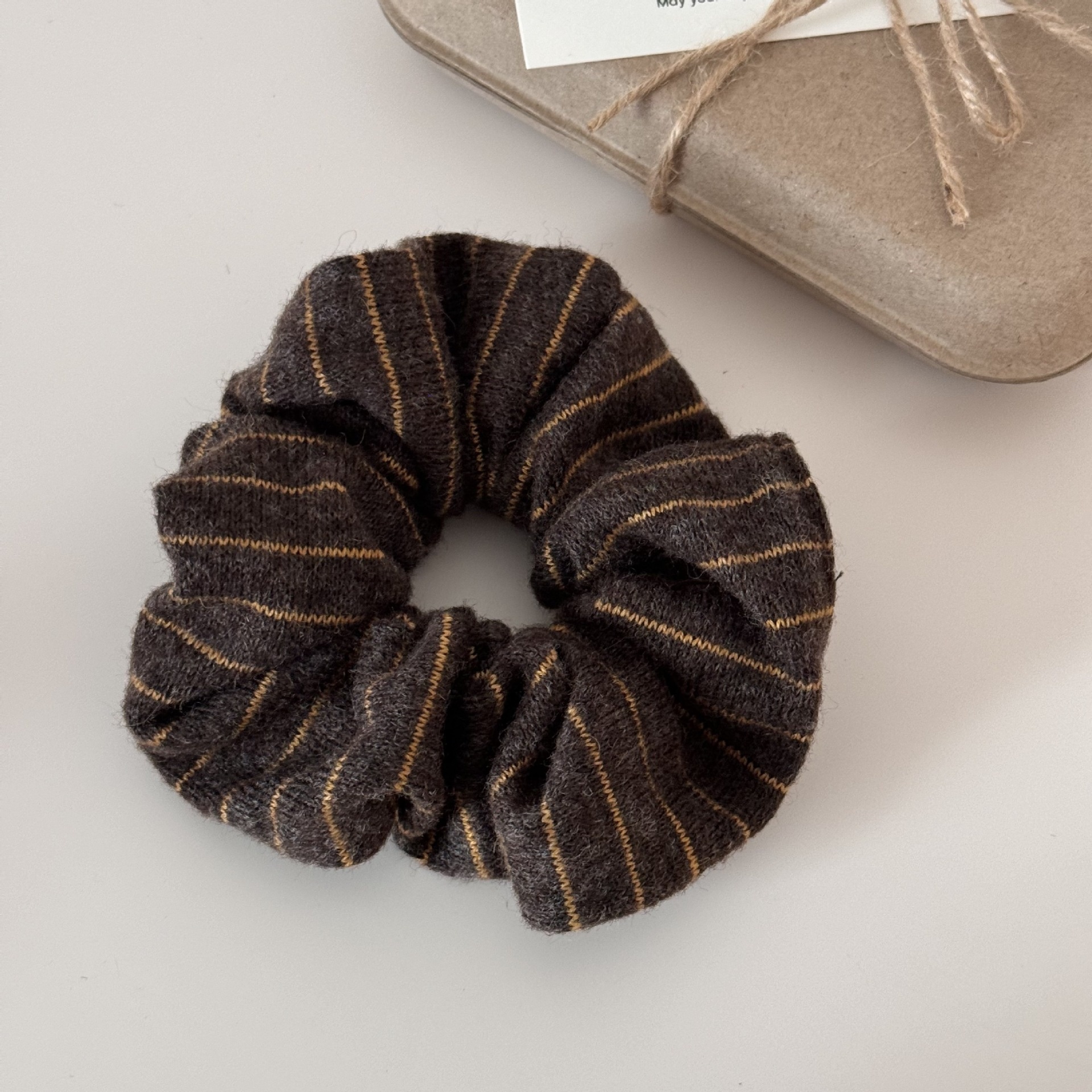 Girls Premium Knitted Woolen Bun Hair Ties Autumn Winter Striped