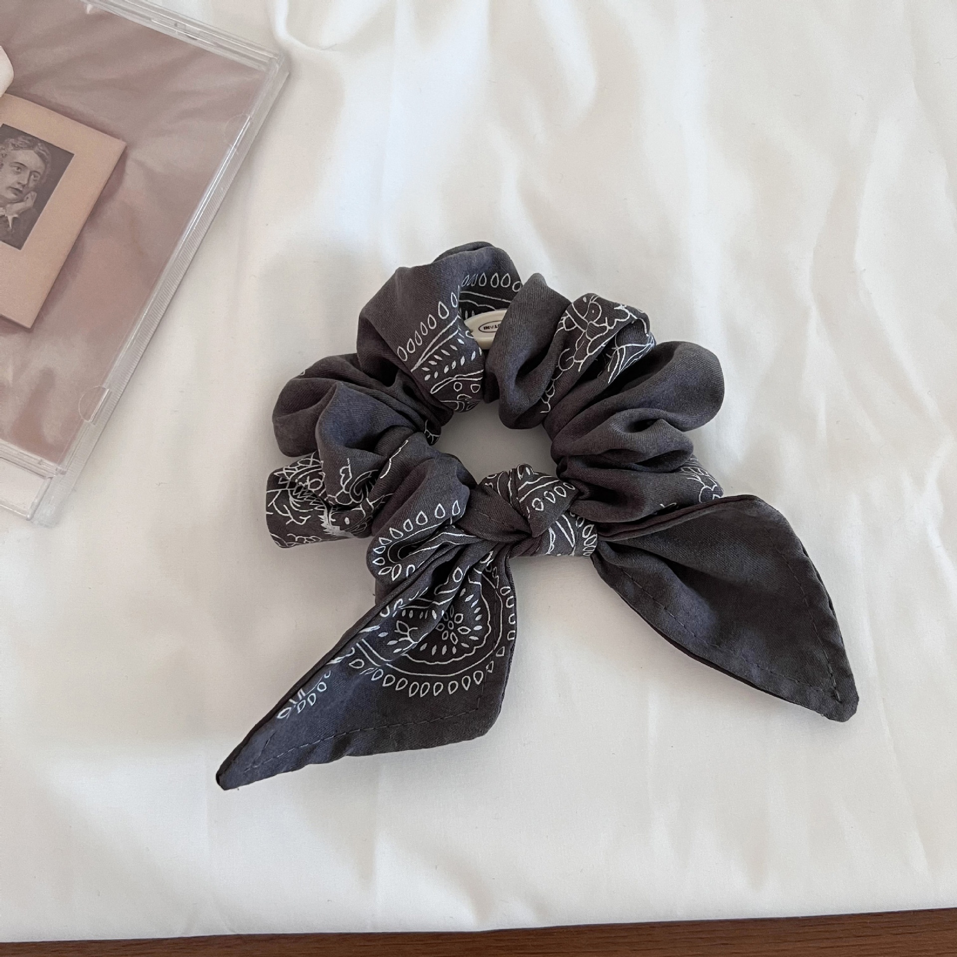 Women's Autumn Soft Cloth Telephone Cord Hair Tie Coffee Floral