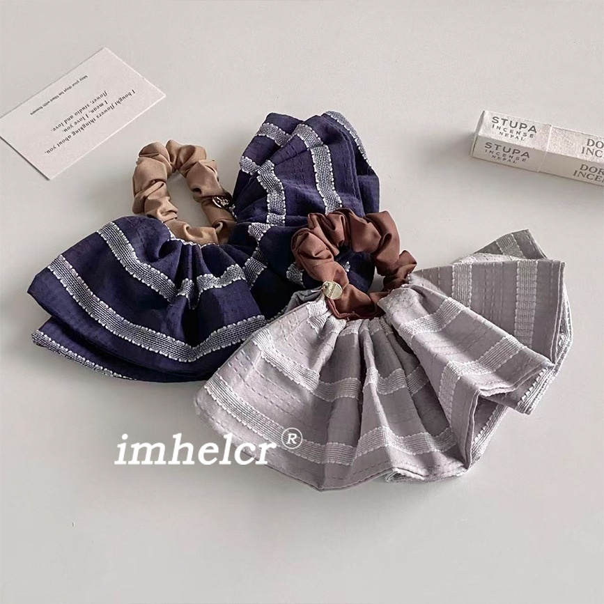 Women's Spring Commute Bubble Braid Cloth Hair Tie Grey Striped