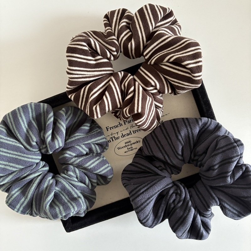 Women's Preppy Style Cloth Bubble Braid Hair Tie Striped Pattern