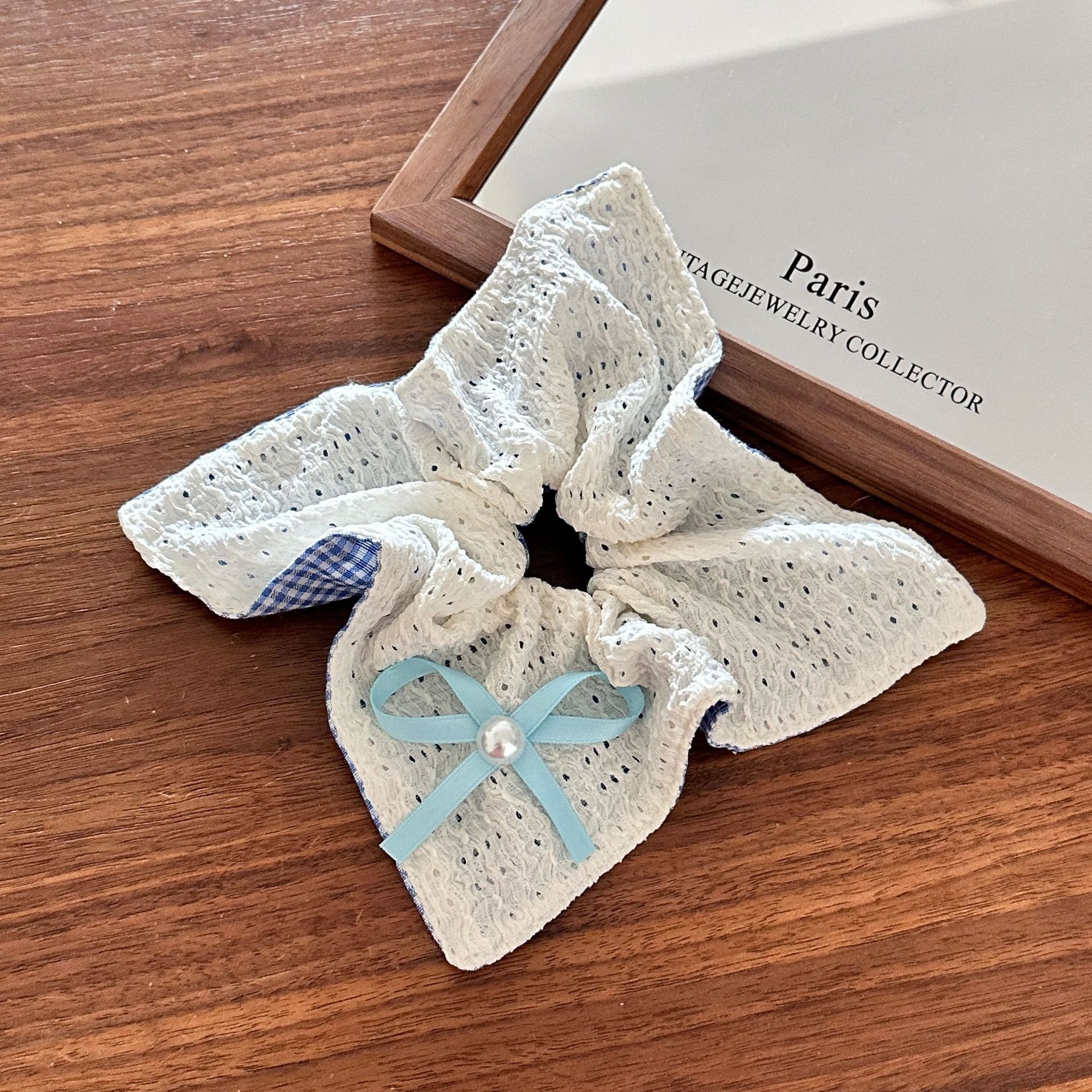 Girls Cloth Scarf Scrunchies Pastoral Fruit Hair Band Rose Red