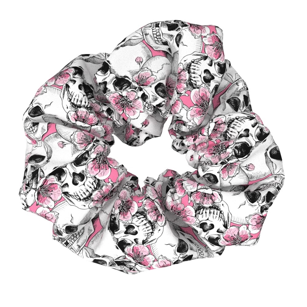 Women's Floral Skull Fabric Hair Ties Handmade Large Scrunchies