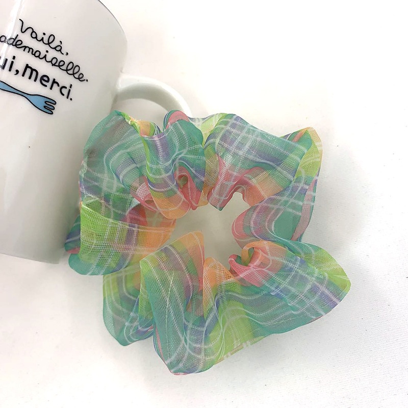 Women's Organza Bow Hair Tie Multi-functional School Hairband Plaid