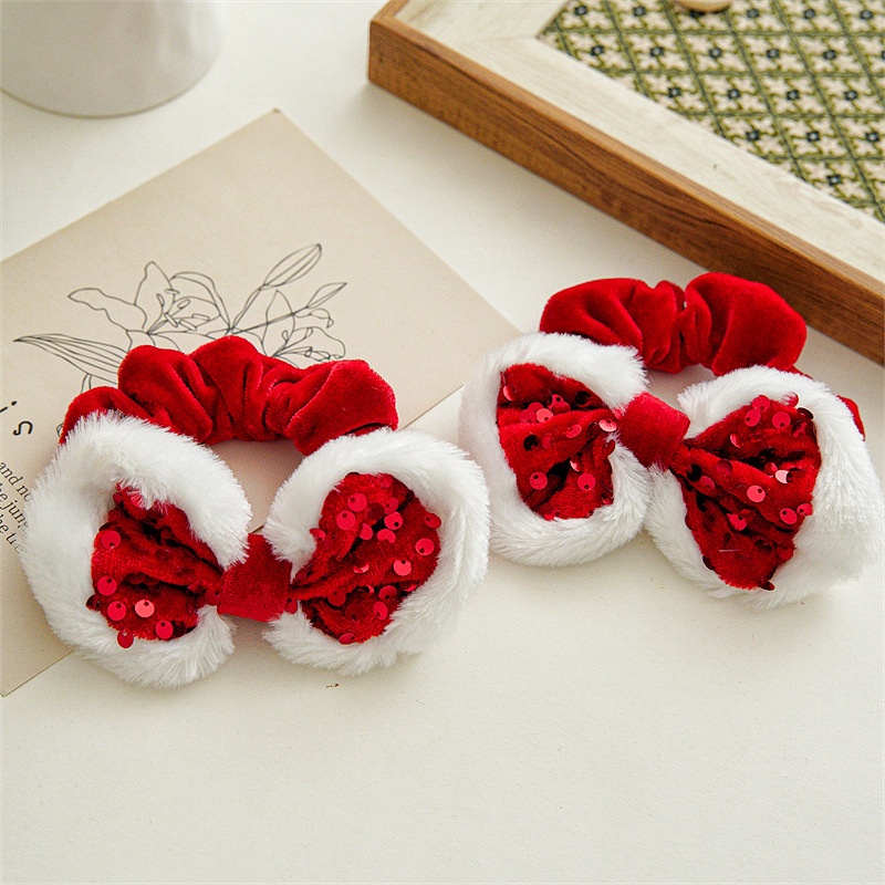 Women's Cute Christmas Hair Scrunchies Festive Holiday Velvet Hair Ties