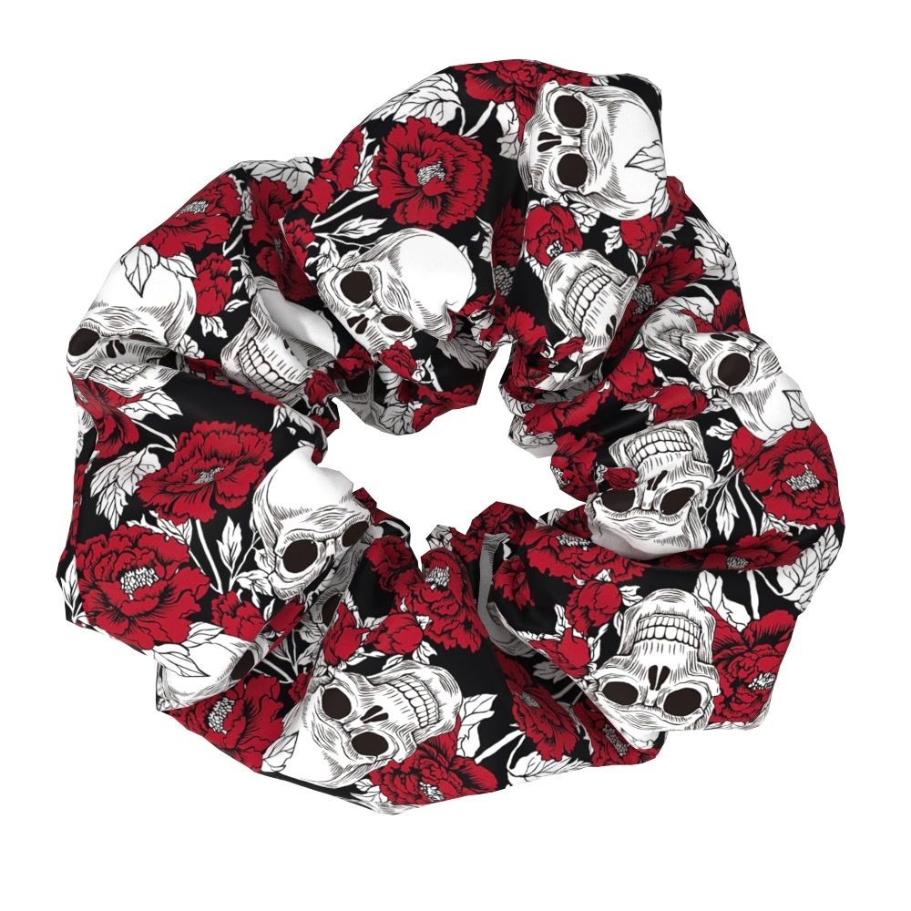 Women's Floral Skull Fabric Hair Ties Handmade Large Scrunchies