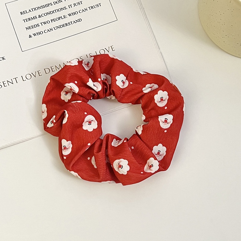 Women's Christmas Elastic Hair Scrunchies Handmade Santa Snowman Cloth Ties