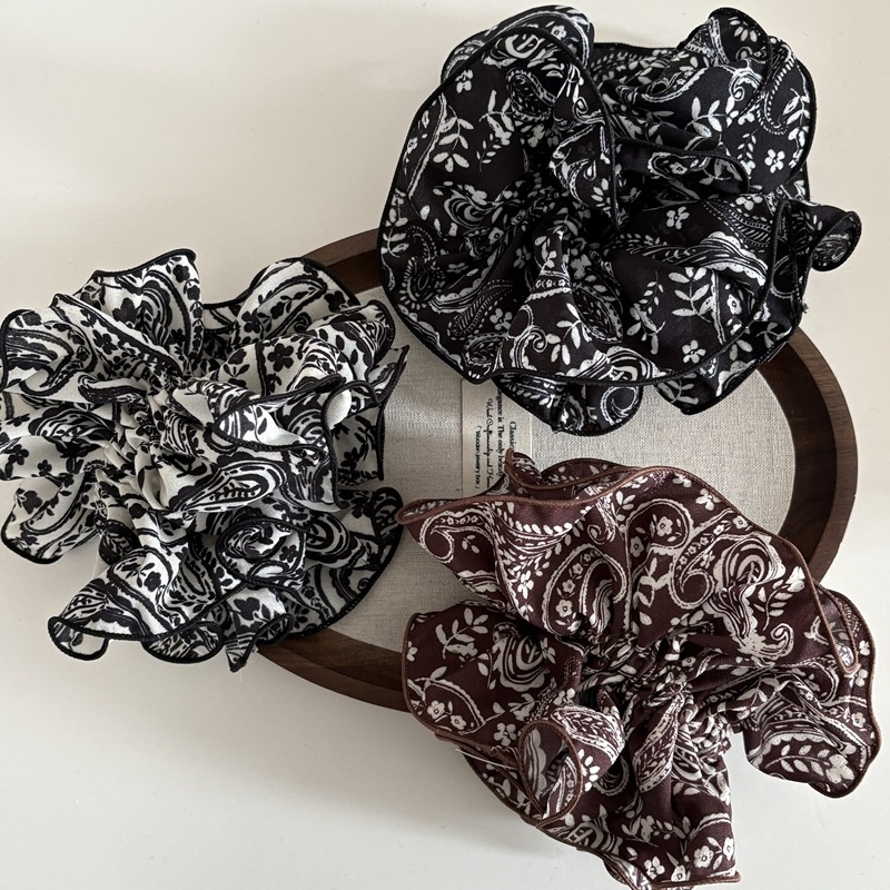 Women's Vintage Large Flower Hairband Cashew Nut Pattern Elastic Hair Tie