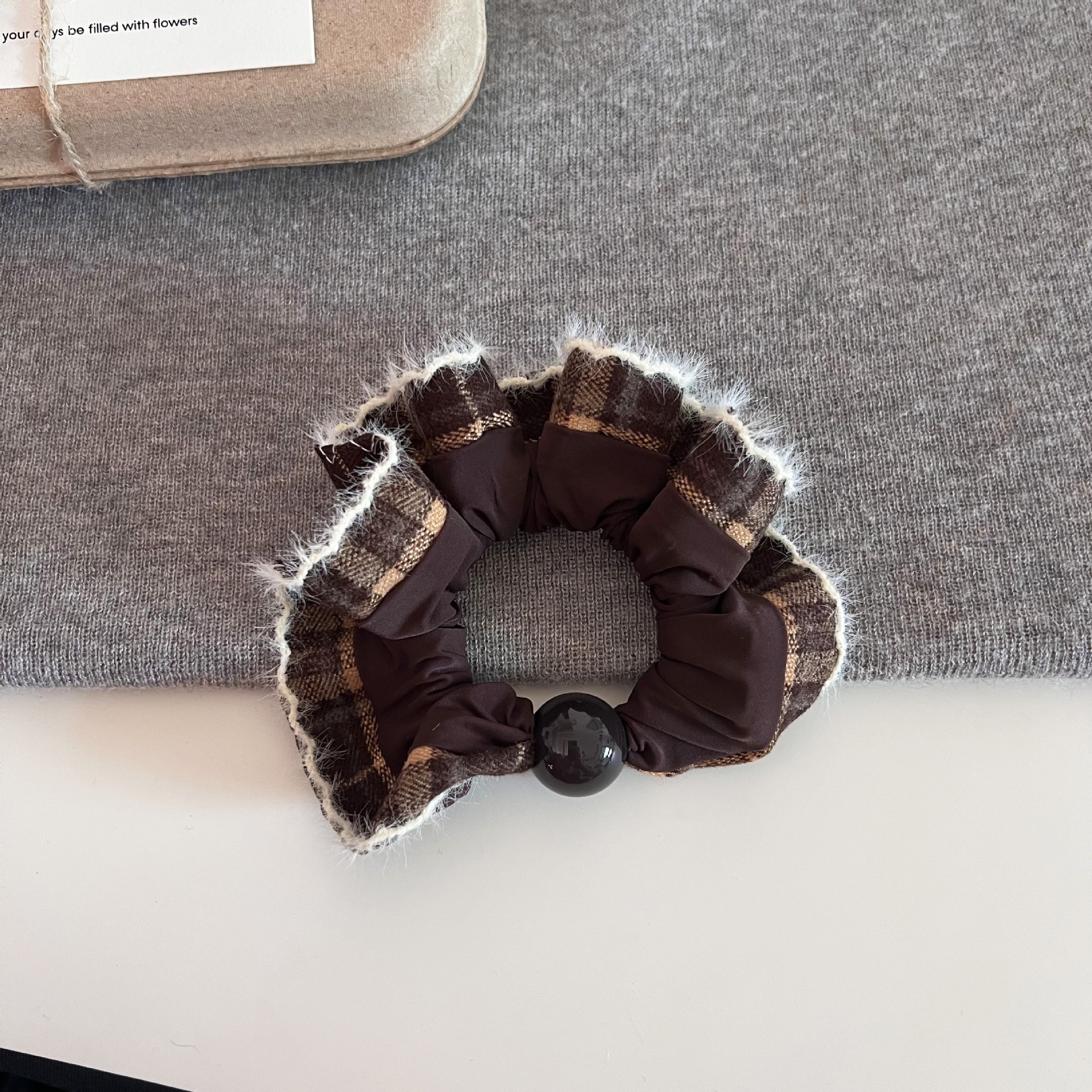 Women's All Season Cloth Hair Scrunchies Classic Checkered Plaid