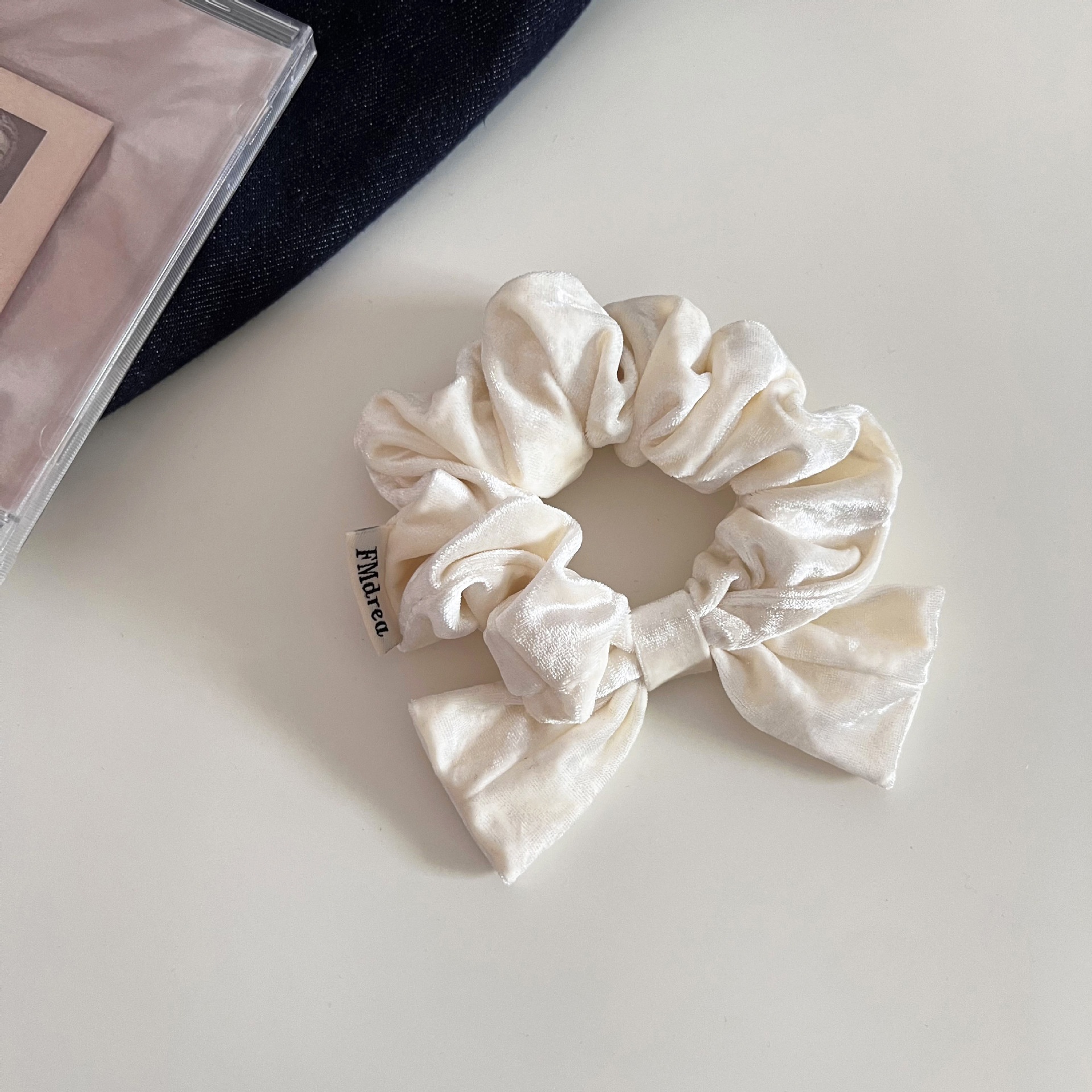 Women's Velvet Elastic Hair Tie Casual Low Ponytail Scrunchie Large Bow Knot