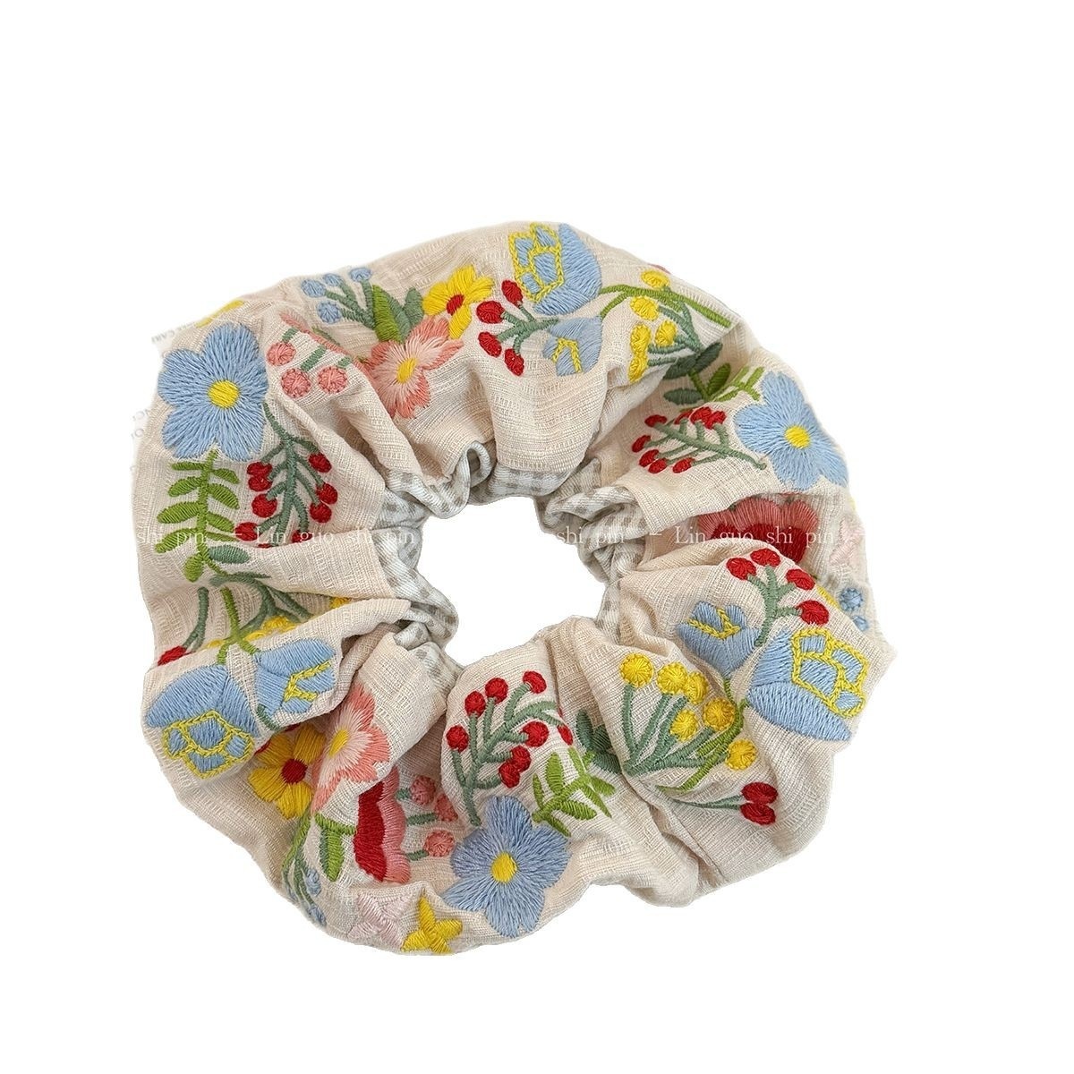 Women's Vintage Cloth Hair Tie With Pastoral Floral Embroidery