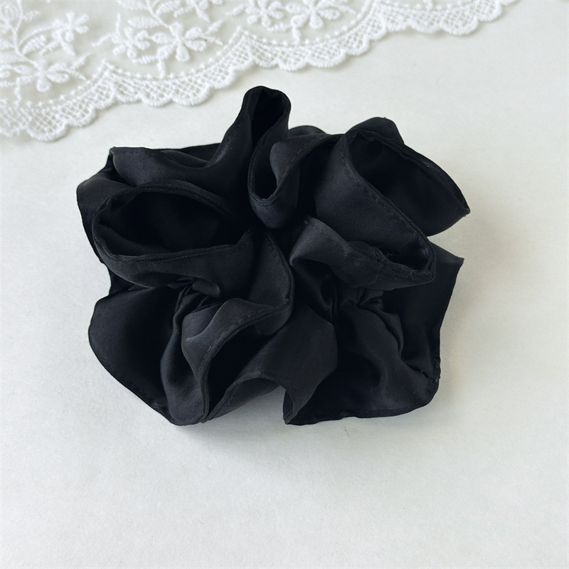 Women Shiny Satin Pleated Scrunchies Elegant Hair Ties Autumn Ponytail Ring