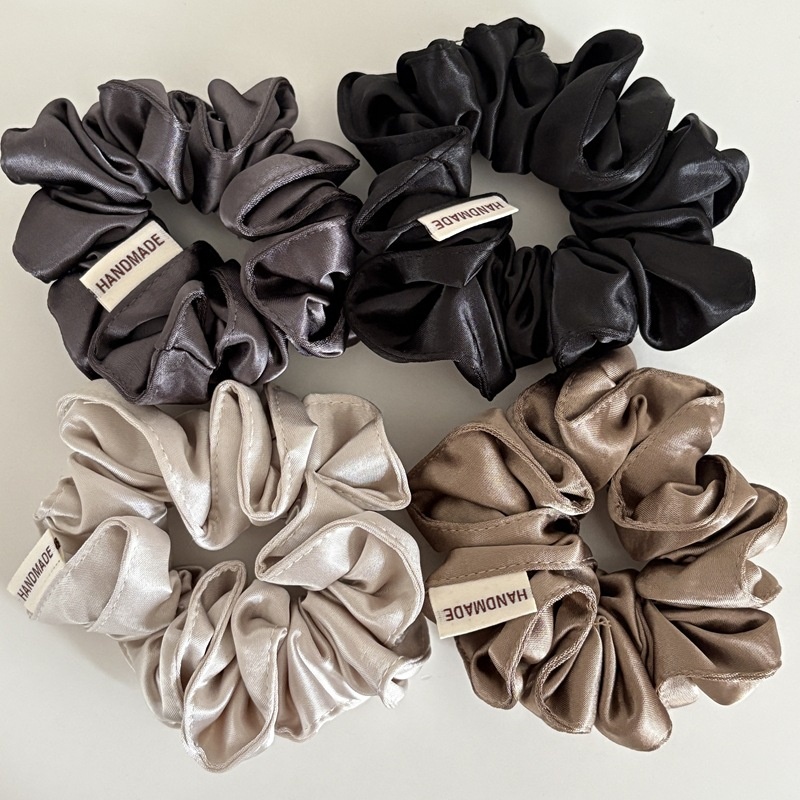 Women's Daily Shiny Satin Pleated Scrunchies Hair Ties Solid Color