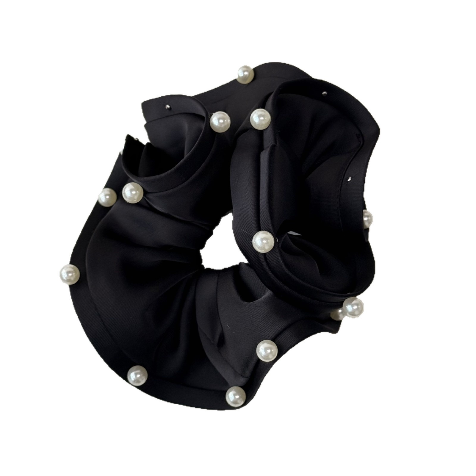 Women's Satin Pearl Hair Band For Autumn Winter Bun Styling Solid Color